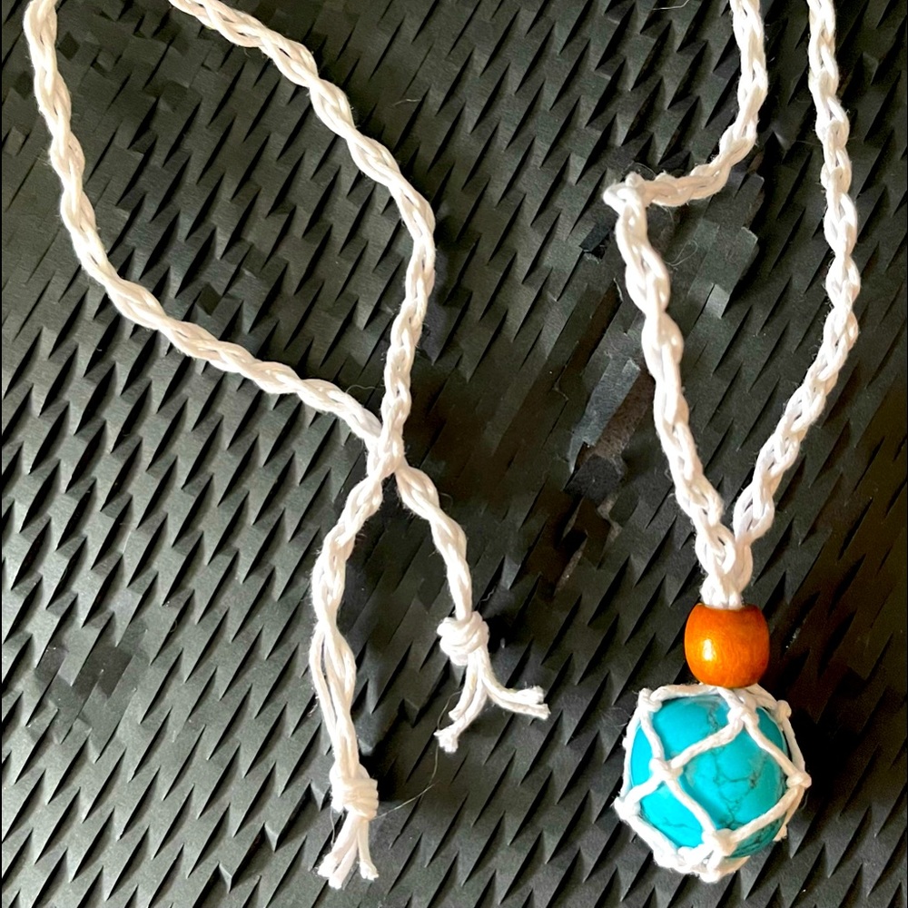 Blue Howlite Macramé Necklace